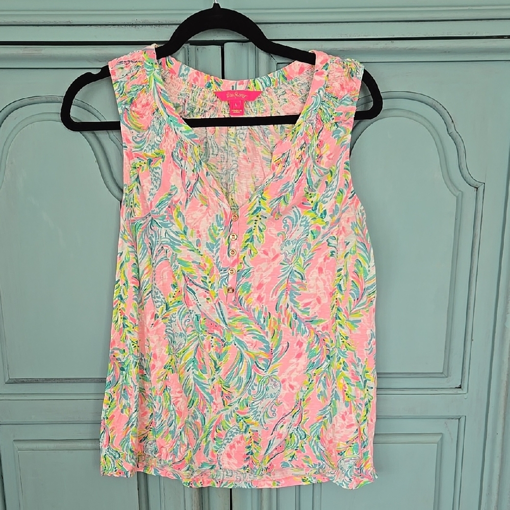 Lilly Pulitzer Pink and Green Women's Top